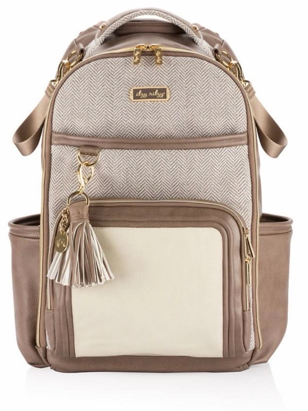 Itzy Ritzy Diaper Backpack - Taupe & Cream